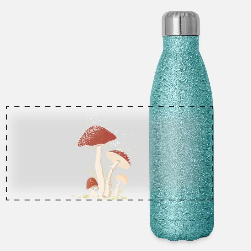 Magical toadstools in the forest illustrated Panoramic Glitter Thermal Bottle 500 ml