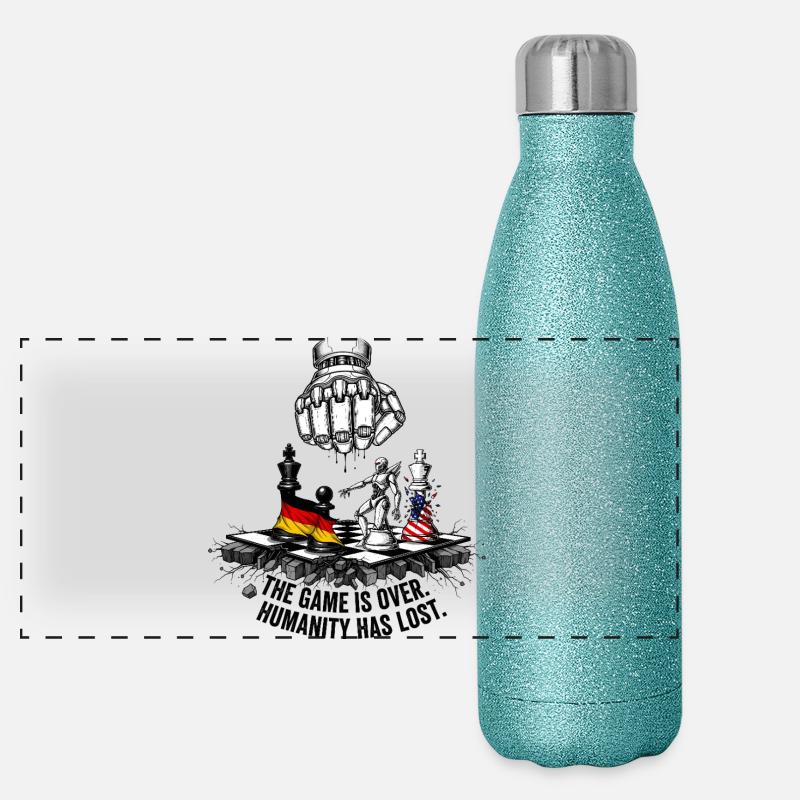 The Game is Over, Humanity has Lost Panoramic Glitter Thermal Bottle 500 ml
