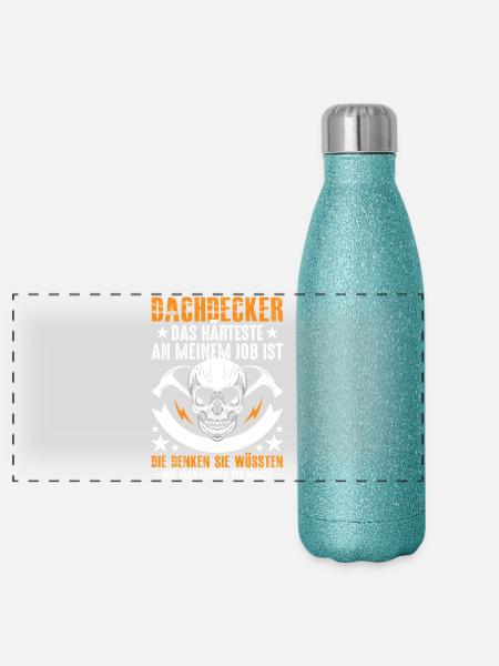 Dachdecker-Das-Harteste - Panorama Glitzer Isolierflasche 500 ml - Blau Glitzer
