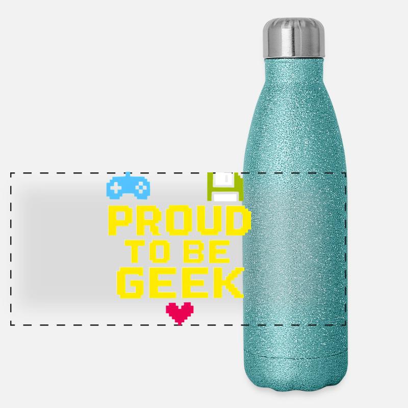 Fier Geek Pixel Rétro Gourde isotherme panoramique pailletée 500 ml
