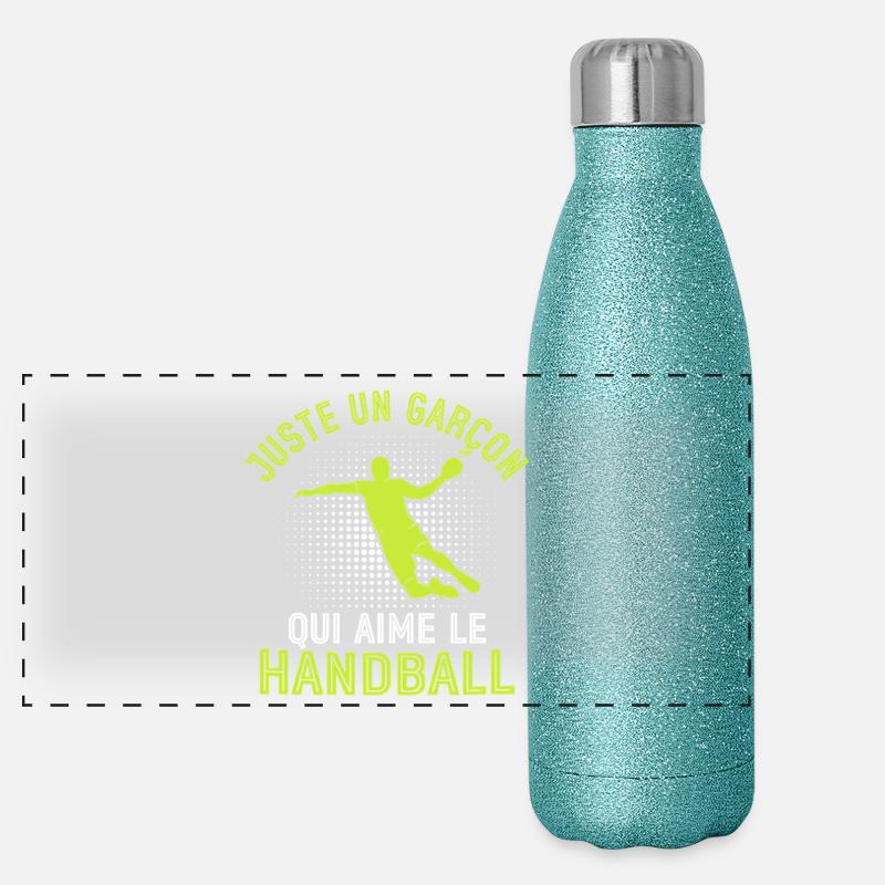 Juste un garçon qui aime le handball  Gourde isotherme panoramique pailletée 500 ml