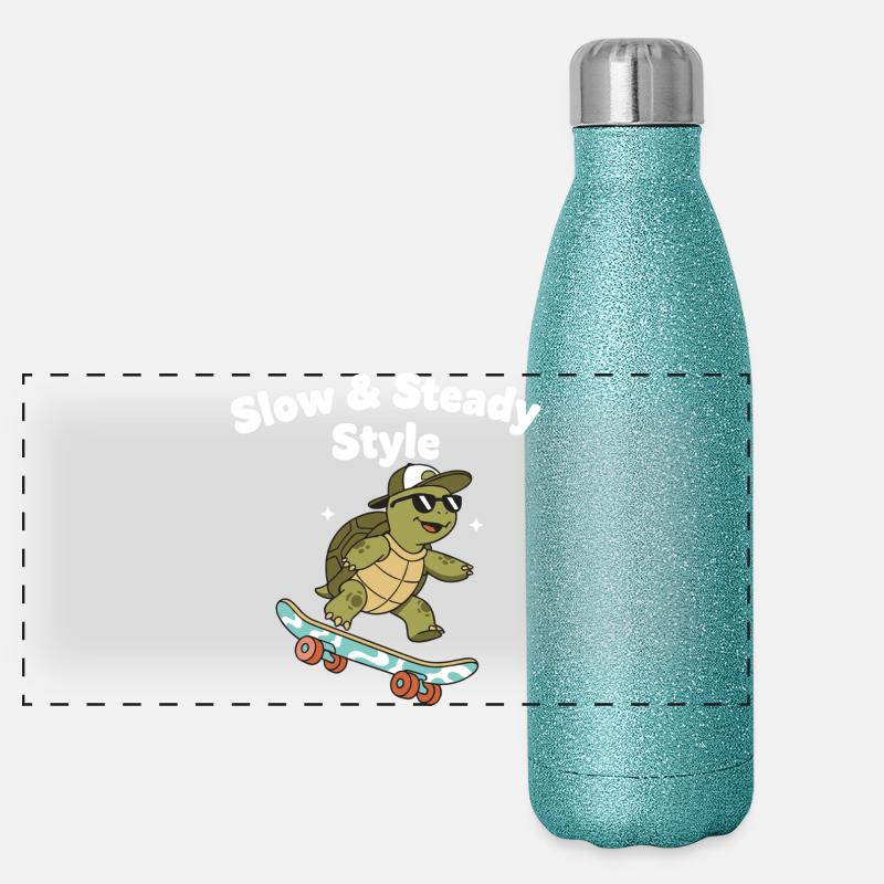 Slow Skate Turtle Panoramic Glitter Thermal Bottle 500 ml