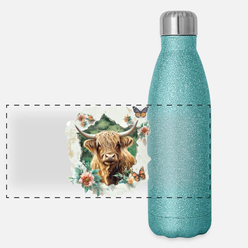 Bovins Highland Gourde isotherme panoramique pailletée 500 ml