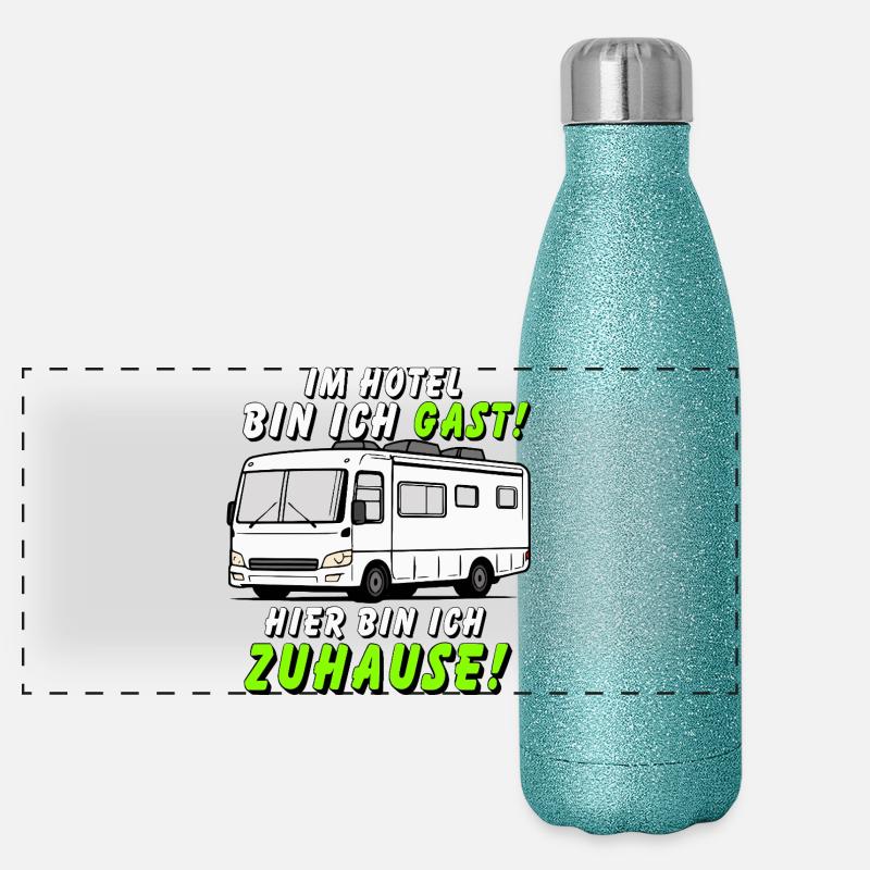Je suis un invité – chez moi dans un camping-car Gourde isotherme panoramique pailletée 500 ml