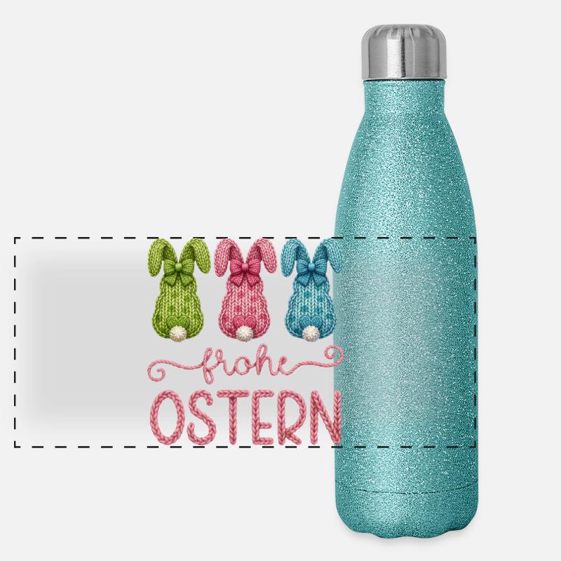 Frohe Ostern Panorama Glitzer Isolierflasche 500 ml
