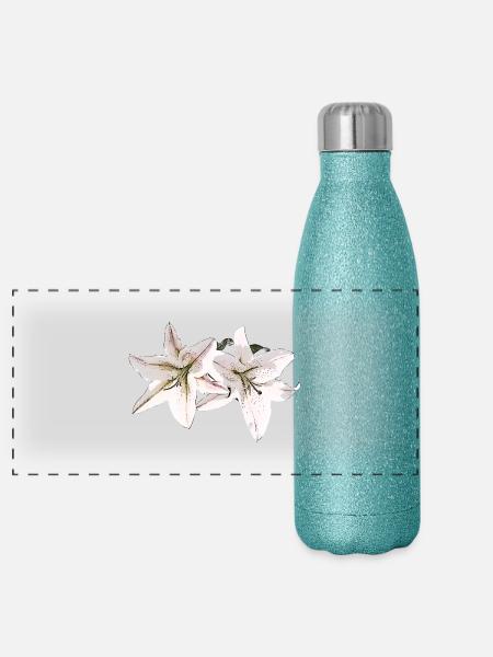 Lily / Lilium / Lily - Gourde isotherme panoramique pailletée 500 ml - paillettes bleues - Devant