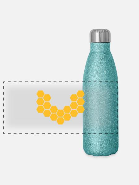 Honeycombs - Panoramic Glitter Thermal Bottle 500 ml - blue glitter - Front
