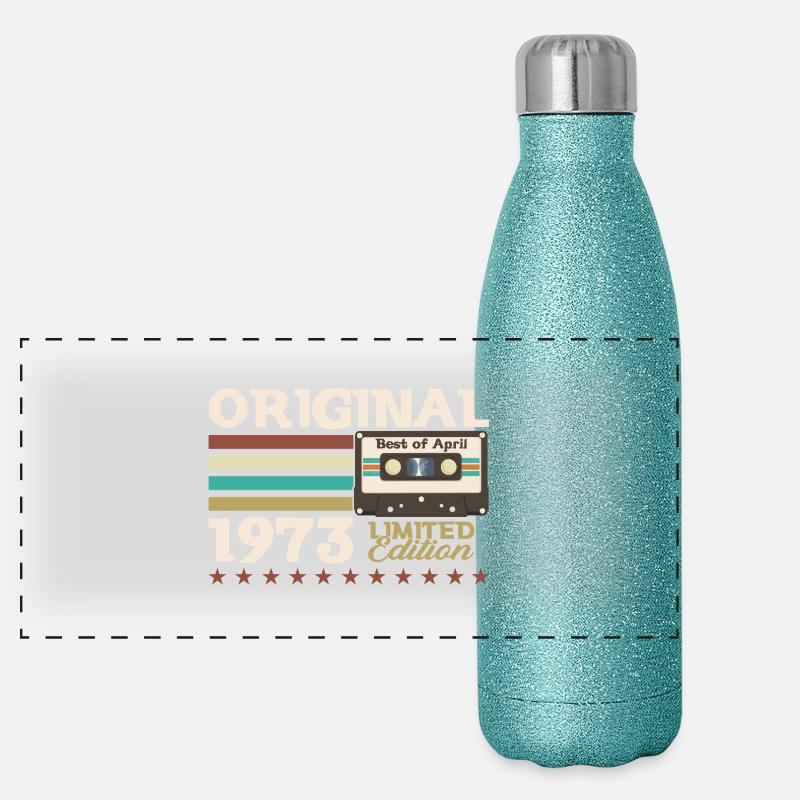 52e anniversaire Original Avril Millésime 1973 Gourde isotherme panoramique pailletée 500 ml
