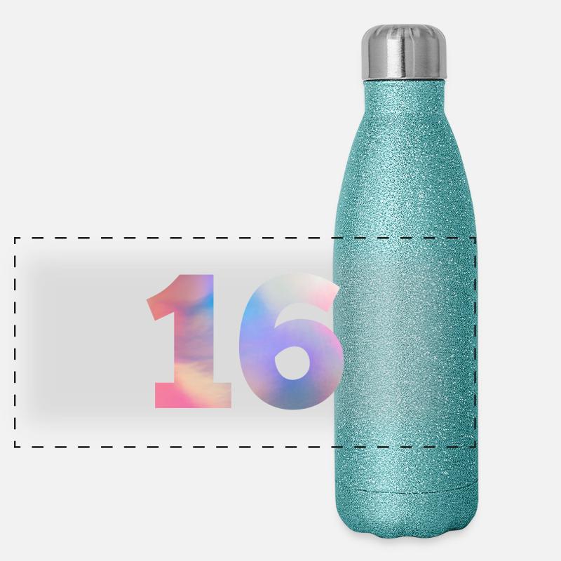 Colorful Number 16 Panoramic Glitter Thermal Bottle 500 ml