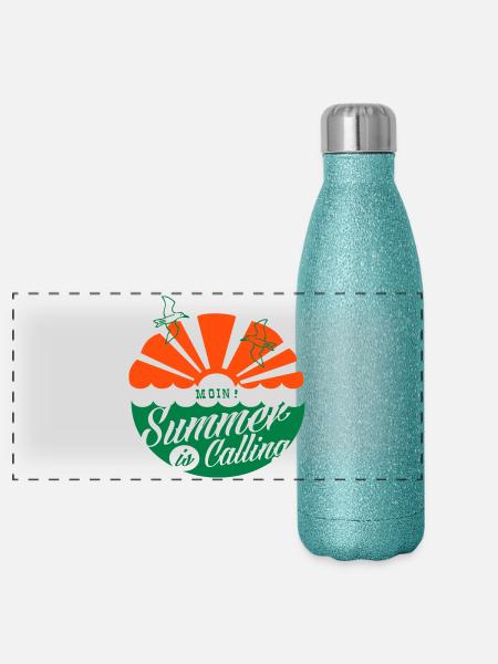 Summer is Calling - Panorama Glitzer Isolierflasche 500 ml - Blau Glitzer
