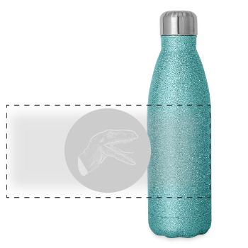 Dinosaure dinosaure raptor dinosaure - Gourde isotherme panoramique pailletée 500 ml - paillettes bleues - Devant