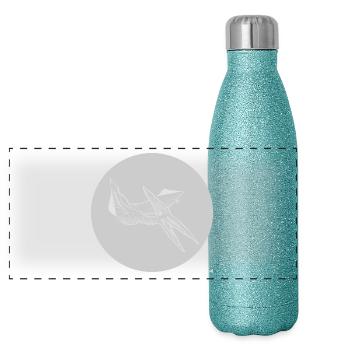 Pterosaur Dino Dinosaur Dinosaur - Panoramic Glitter Thermal Bottle 500 ml - blue glitter - Front