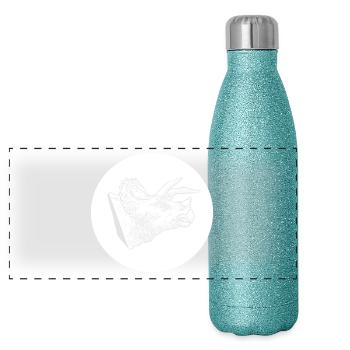 Triceratops Dino Dinosaurier Saurier - Panorama Glitzer Isolierflasche 500 ml - Blau Glitzer - Vorne