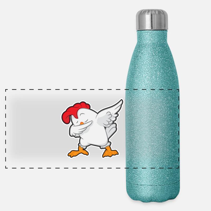 Dabbing Chicken - Dab Dancing Chicken - Chickens Panoramic Glitter Thermal Bottle 500 ml