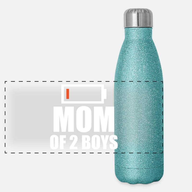 Maman de 2 garçons faible énergie Gourde isotherme panoramique pailletée 500 ml