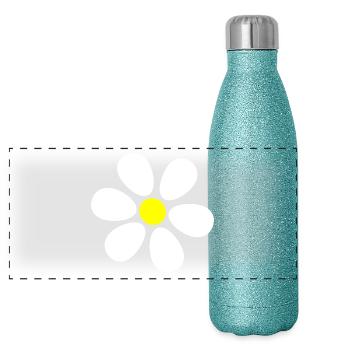 Flower White White Flower Flowers Daisies - Panoramic Glitter Thermal Bottle 500 ml - blue glitter - Front