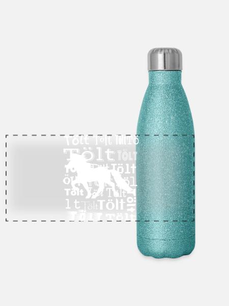 Edles Islandpferd Tölt Statement - Panorama Glitzer Isolierflasche 500 ml - Blau Glitzer