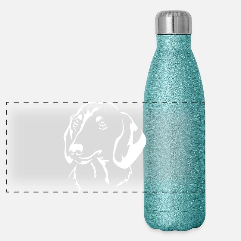 Dackel Kopf "Black Edition" Panorama Glitzer Isolierflasche 500 ml
