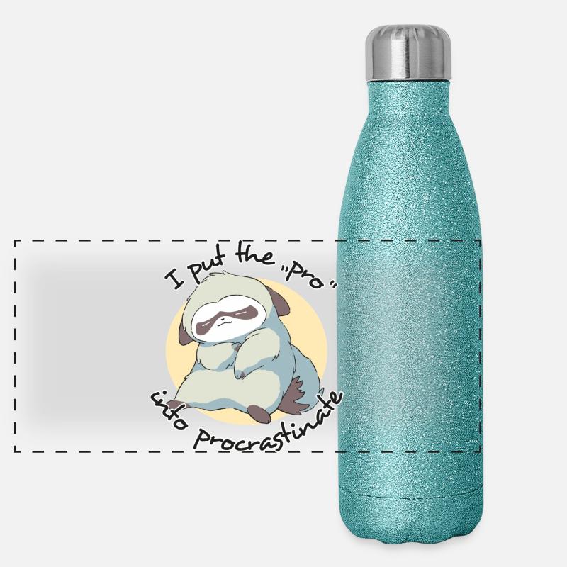 I Put the Pro in Procrastinate Sloth - Panorama Glitzer Isolierflasche 500 ml - Blau Glitzer