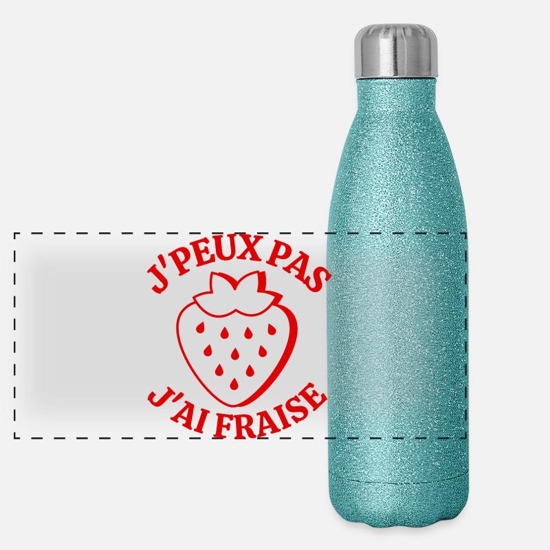 strawberry, I like strawberries, red fruit Panoramic Glitter Thermal Bottle 500 ml