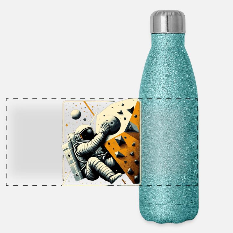 Bouldering Astronaut Spaceman Gift Panoramic Glitter Thermal Bottle 500 ml