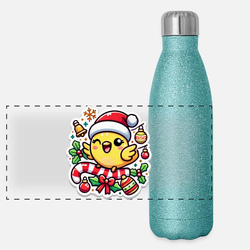 Christmas Canary Chip - Panorama Glitzer Isolierflasche 500 ml - Blau Glitzer