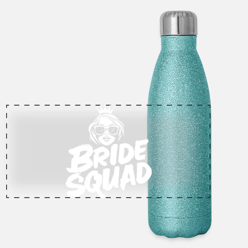 Braut „Bride Squad“-Design Panorama Glitzer Isolierflasche 500 ml