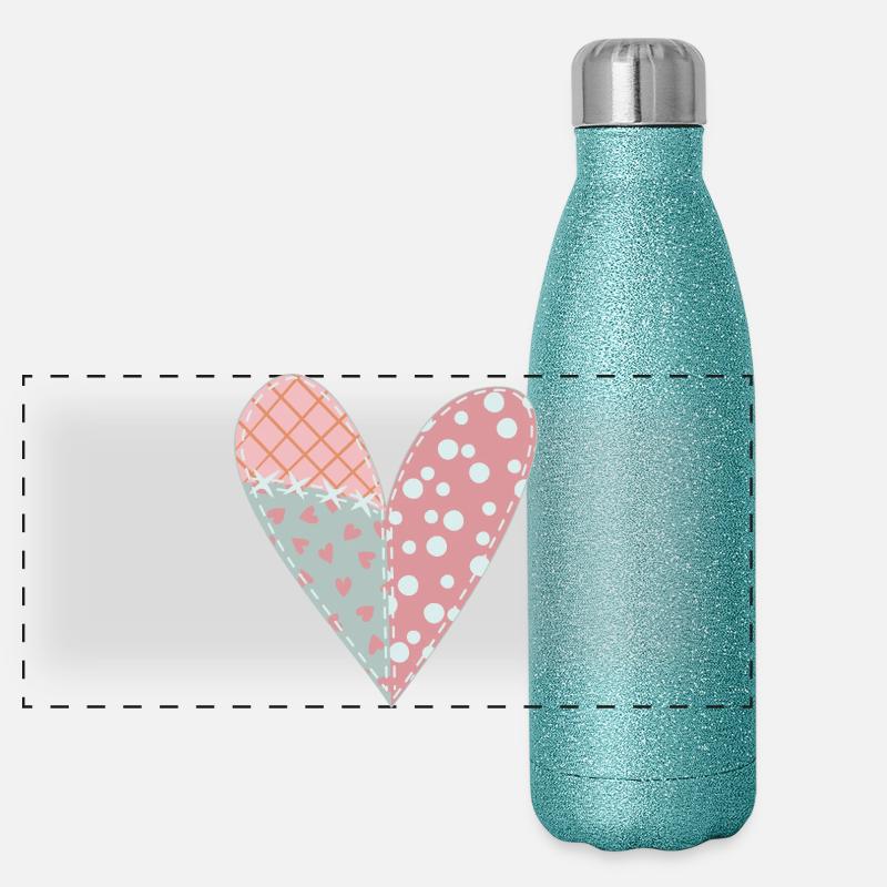 Coeur Patchwork No6 Gourde isotherme panoramique pailletée 500 ml