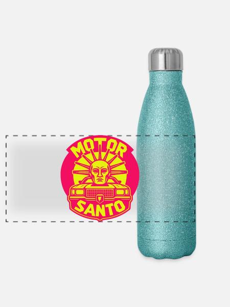 Motor Santo: Phonk-Master - Panorama Glitzer Isolierflasche 500 ml - Blau Glitzer