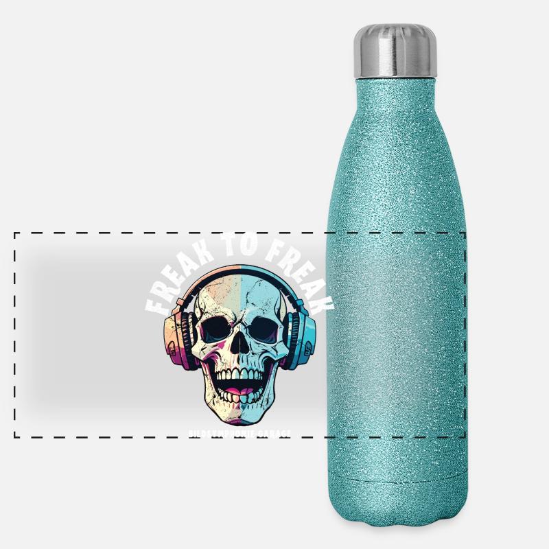 Crâne avec conception de casque néon Gourde isotherme panoramique pailletée 500 ml