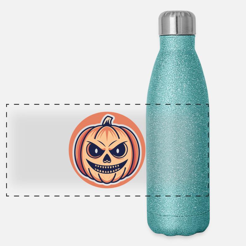 Menacing Halloween Pumpkin Panoramic Glitter Thermal Bottle 500 ml