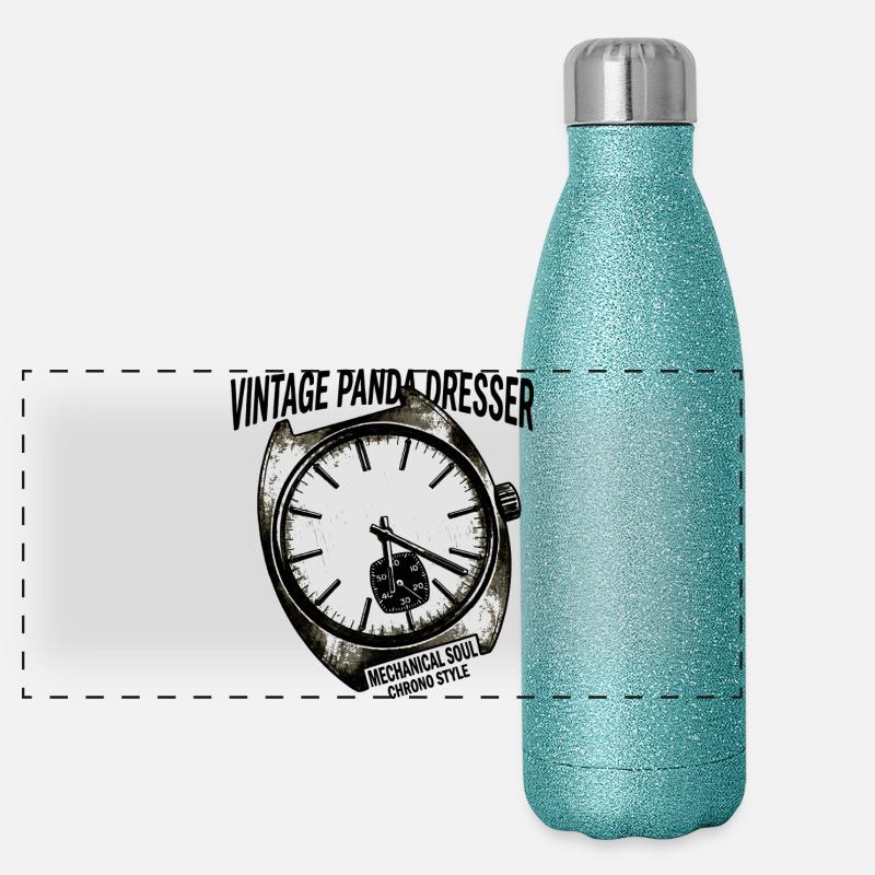 Vintage Chrono Uhr Grafik Panorama Glitzer Isolierflasche 500 ml