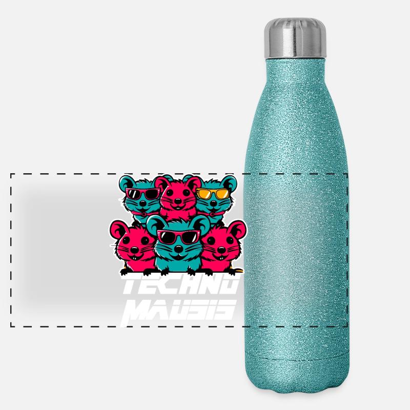 Techno Mausis Panorama Glitzer Isolierflasche 500 ml