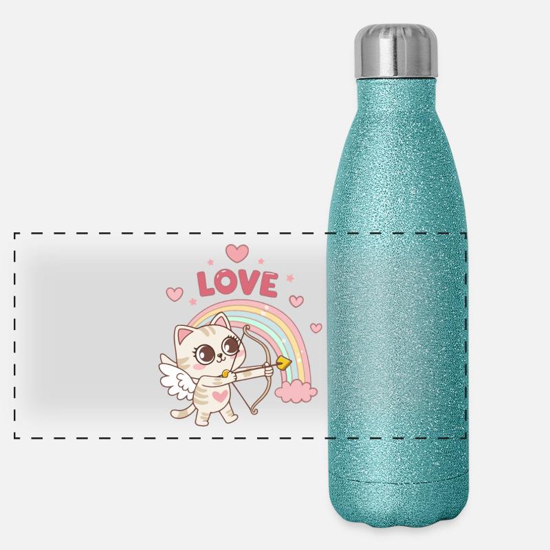Celestial Cat Rainbow Love Panoramic Glitter Thermal Bottle 500 ml