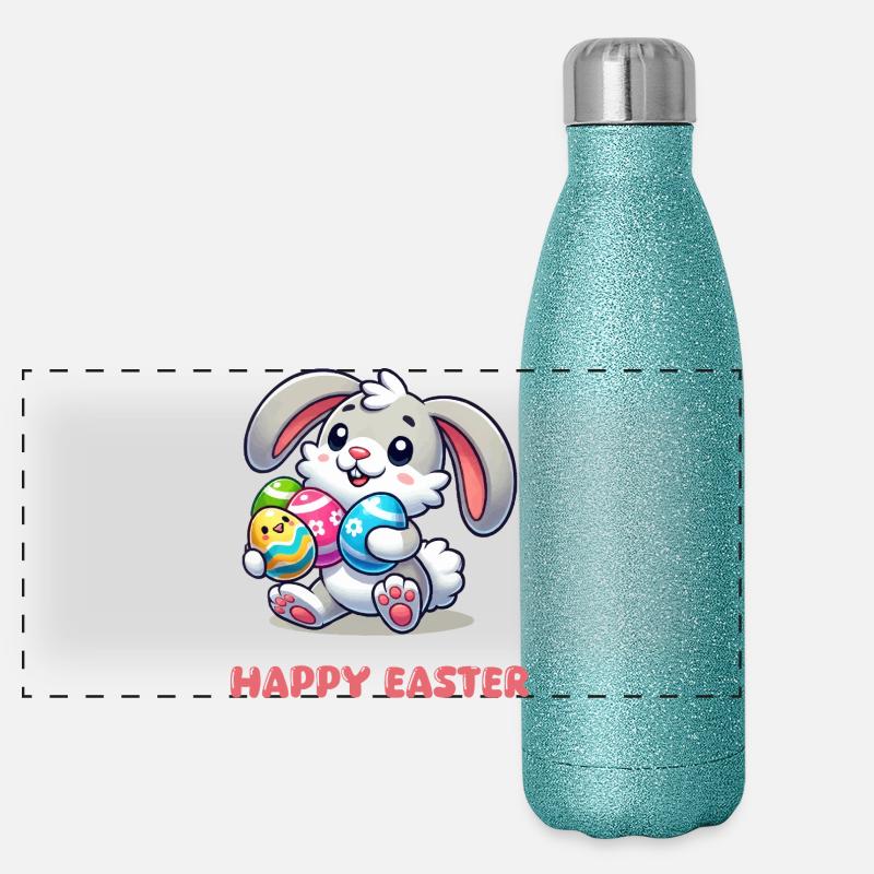 Hase Osterhase Comic  Panorama Glitzer Isolierflasche 500 ml