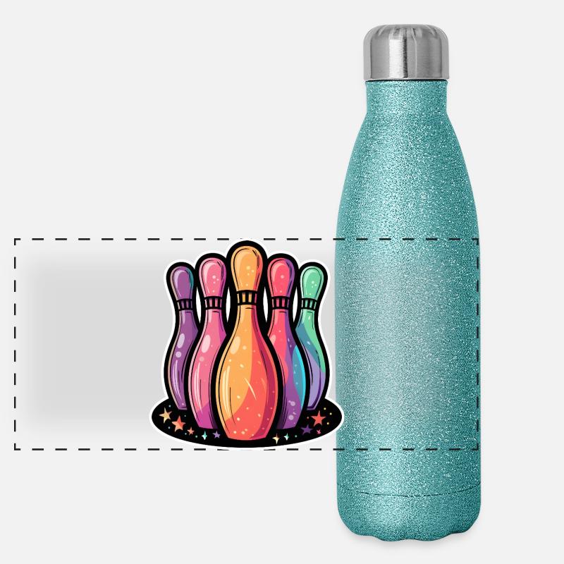 Quilles de bowling drôles Gourde isotherme panoramique pailletée 500 ml