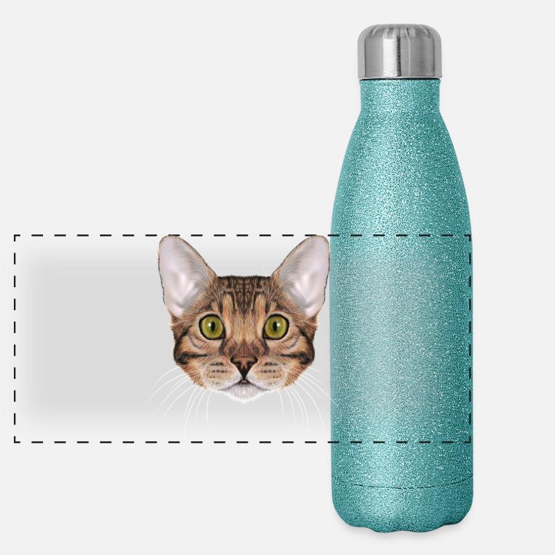 Chat du Bengale Gourde isotherme panoramique pailletée 500 ml