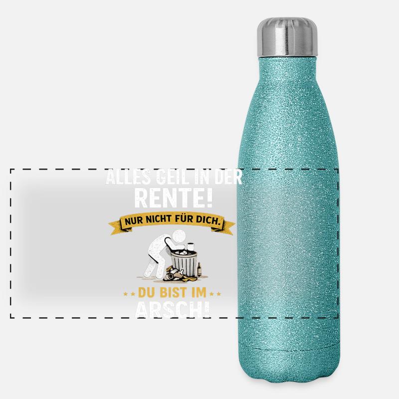 Alles Geil in der Rente Panorama Glitzer Isolierflasche 500 ml