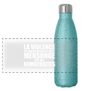 mensonge democratrique - Gourde isotherme panoramique pailletée 500 ml - paillettes bleues - Devant