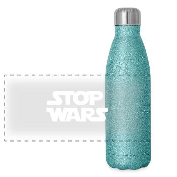 Stop Wars (blanc) - Gourde isotherme panoramique pailletée 500 ml - paillettes bleues - Devant