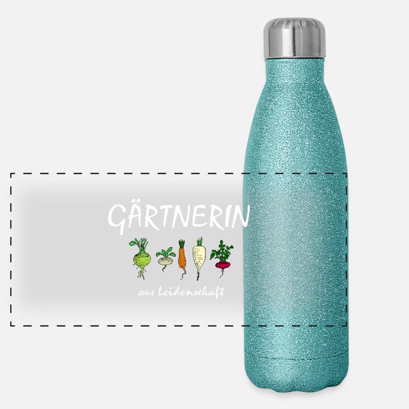 Gärtnerin aus Leidenschaft Panorama Glitzer Isolierflasche 500 ml