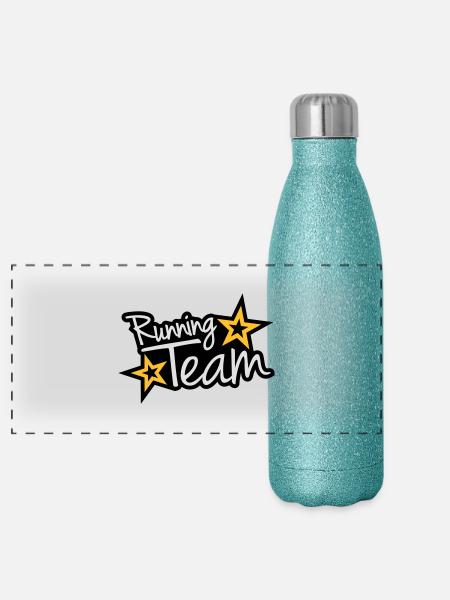 Running Team - Panoramic Glitter Thermal Bottle 500 ml - blue glitter - Front