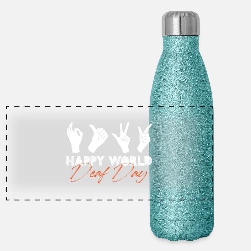 happy world deaf day Design for a sign language Panorama Glitzer Isolierflasche 500 ml