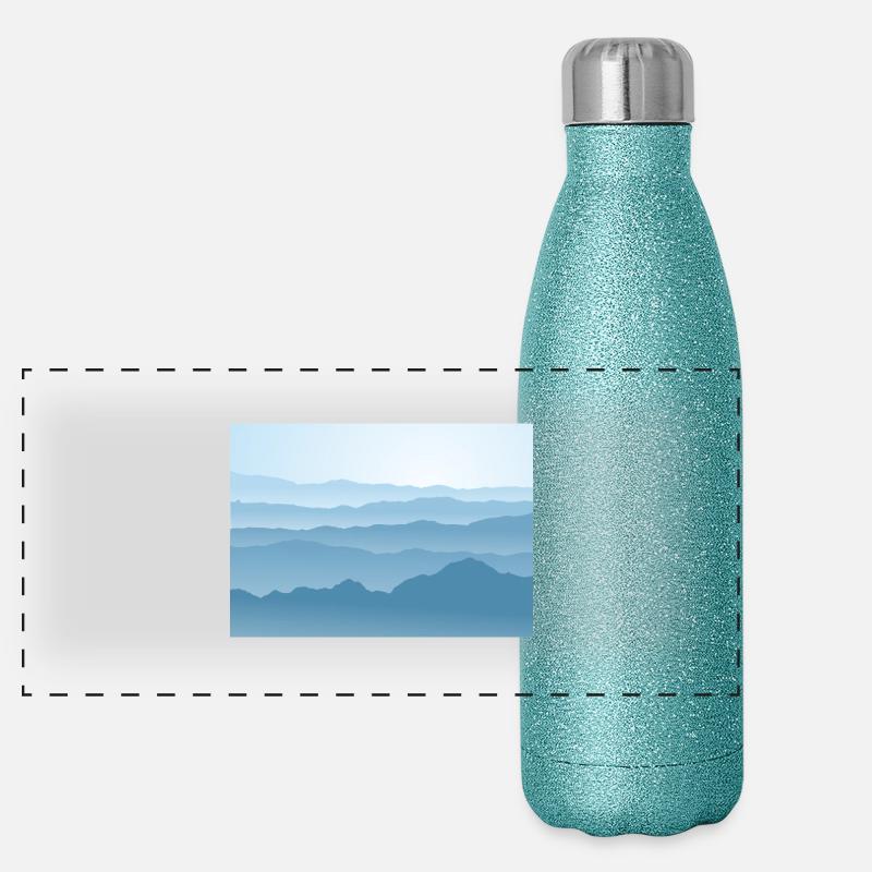 Montagnes en bleu Gourde isotherme panoramique pailletée 500 ml