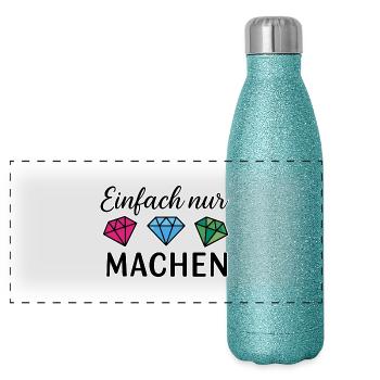 Einfach nur machen - Panorama Glitzer Isolierflasche 500 ml - Blau Glitzer - Vorne