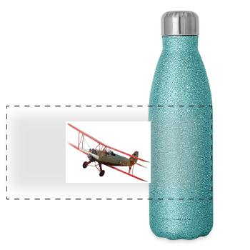 Doppeldecker - Panorama Glitzer Isolierflasche 500 ml - Blau Glitzer - Vorne