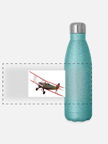 Doppeldecker - Panorama Glitzer Isolierflasche 500 ml - Blau Glitzer - Vorne