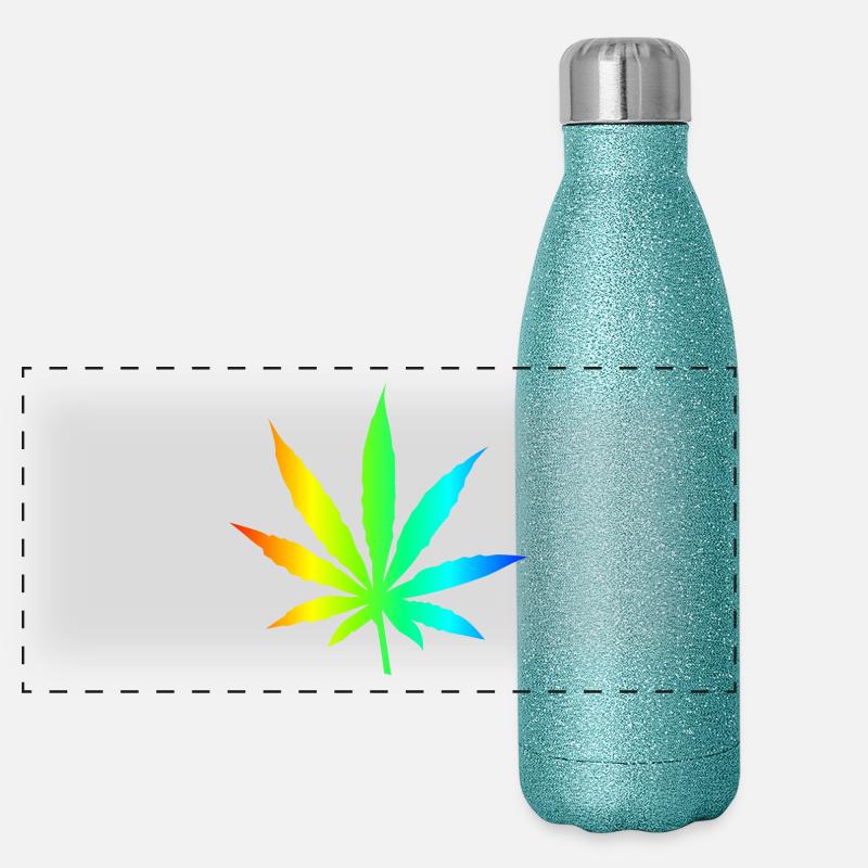 Feuille de Marijuana arc Gourde isotherme panoramique pailletée 500 ml