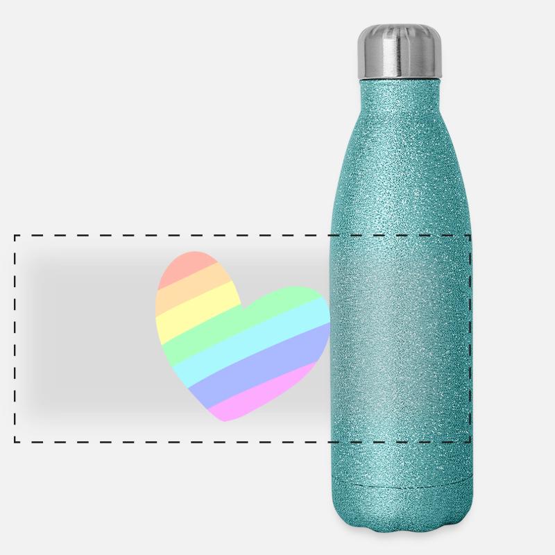 Pastal Rainbow Herz Panorama Glitzer Isolierflasche 500 ml