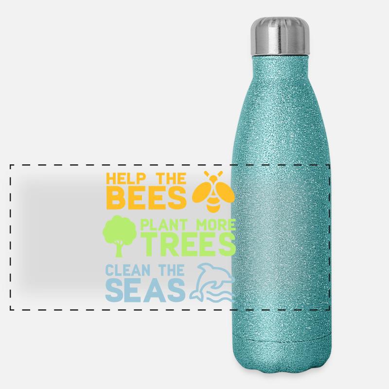 Help the Bees Plant More Trees | Forest trees nature Panoramic Glitter Thermal Bottle 500 ml